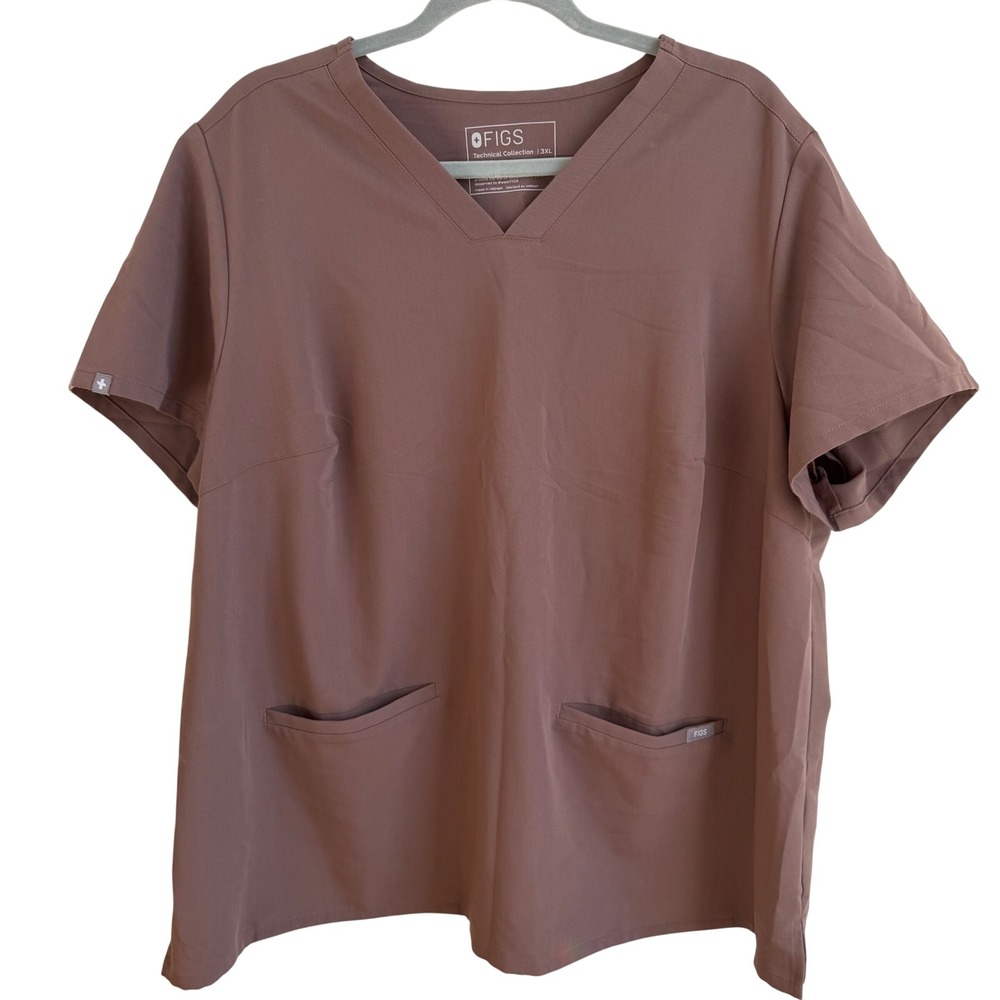 FIGS Casma Three Pocket V-Neck Scrub Top Women's 3XL Mauve Medical